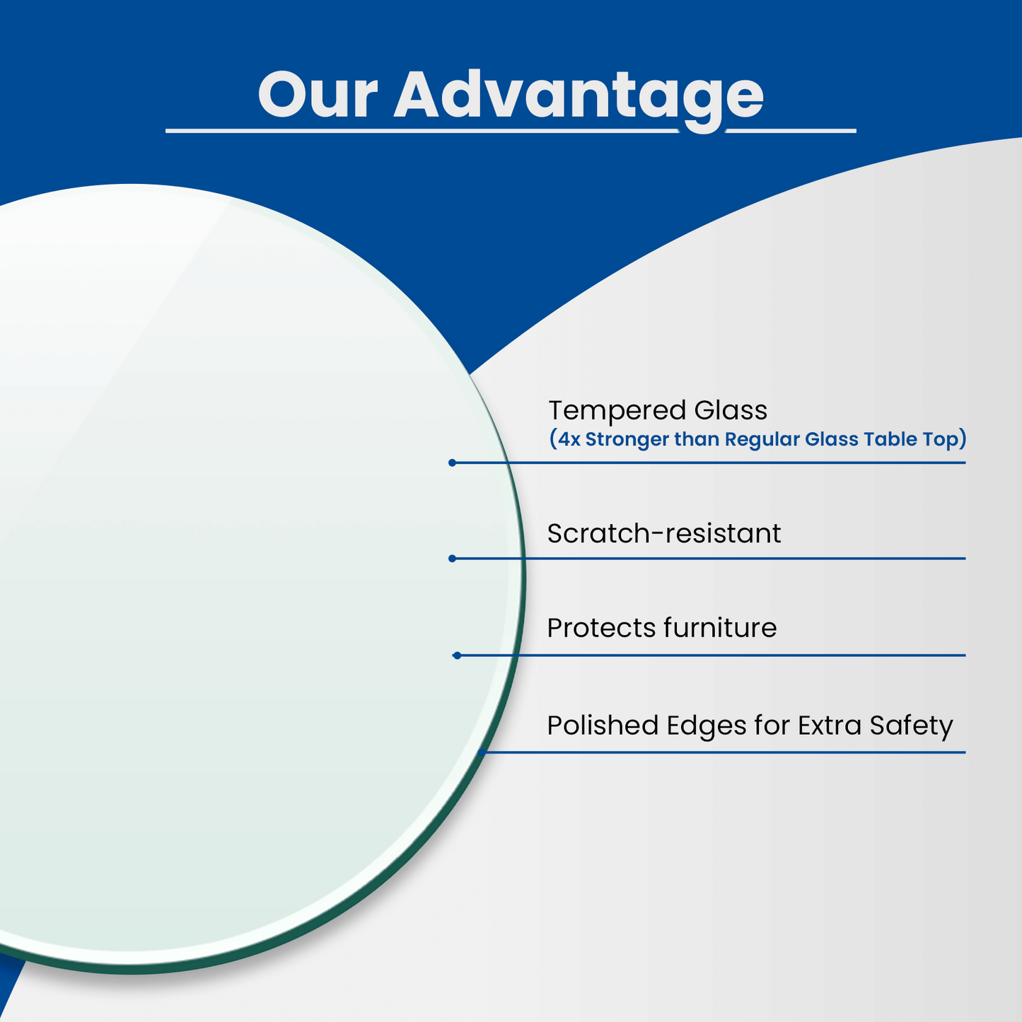 48 inch Round Glass Table Top Beveled Edge