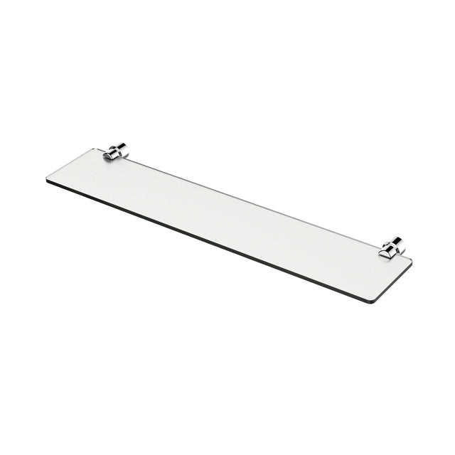 Rectangle Floating Glass Shelf 8 X 24 With Chrome Brackets - Frosted Glass