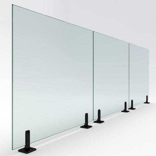 Frameless 1/2'' Clear Tempered Glass Railing Panel with 2 Posts - Install Ready