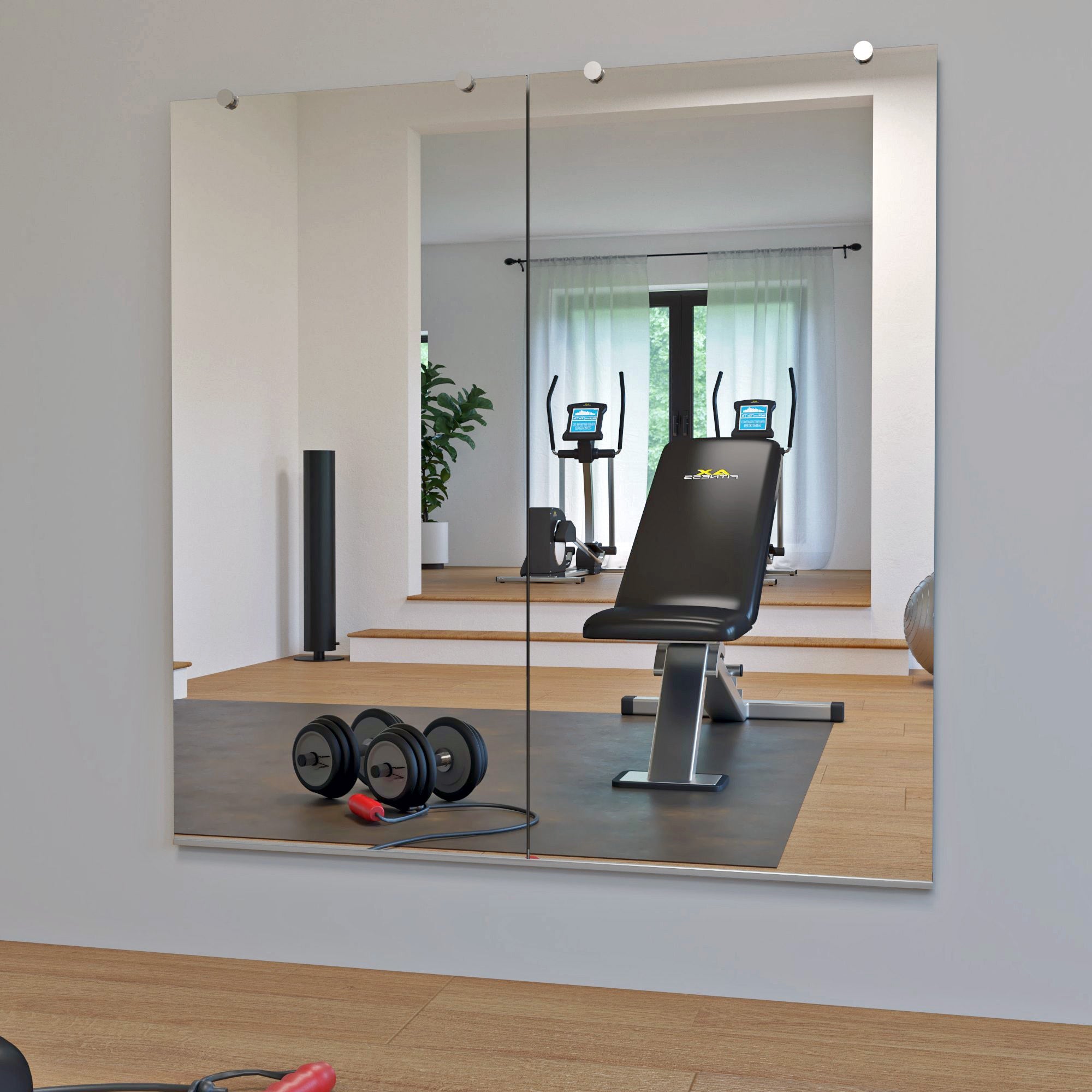 Gym Mirror - 1/4'' Ultra Clear Tempered With Safety Backing & J